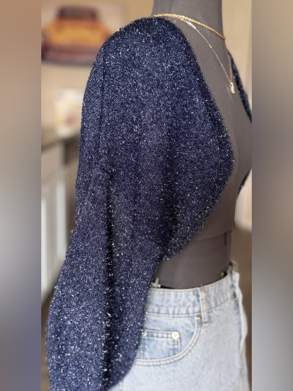 NWT Free People Stardust Shrug Navy Blue Sweater Knit XS - Picture 4 of 13